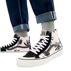 Vans Summer Leaf Pink and Black Palm Tree Sk8-Hi 138 Decon Skate Shoe